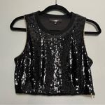 Toccin Sequin Crop Top Black Crewneck Sleeveless Glam Blouse Women’s Size S Photo 1