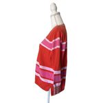 CAbi Sweater Womens Size M Red Pink Striped Knit Long Sleeve Cozy Casual Photo 1