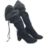 breckelle's  Boots Knee High Faux Suede Slouchy Block Heel Pointed Toe Black 6.5 Photo 0
