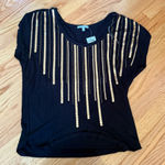 Charlotte Russe Vintage  Black Sequined Short Sleeve Top Small NWT Photo 0