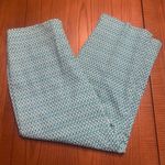 Talbots Heritage Stretch Crop Ankle Pants in Geo Floral Turquoise White Size 12 Photo 2