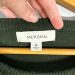 Merona  Y2K Knit Wool Blend Green Patterned Crew Neck Sweater Size Medium M Photo 5