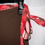 Anne cole  Brown Retro Swim Skirt Orange & White Criss Cross Tie Waistband Large Photo 1