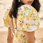 Pomelo sunflower embellished eyelets puff sleeve dress with belt Yellow Size M Photo 4