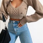 2 piece set winter turtleneck crop sweaters vest backless knitted‎ new ju… Tan Size M Photo 1