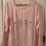 Croft & Barrow  Women’s Dog Print Long Sleeve Pajama Top Shirt 1pc Size L Pink Photo 0