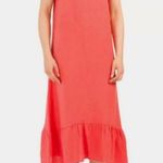 Terzo Millennio Red Linen Italian Midi Dress Size Medium Photo 0