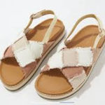 American Eagle ‎ patchwork criss cross sandals white pink tan women’s size 9 Photo 0
