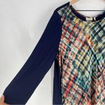 LOGO By Lori Goldstein LOGO Lori Goldstein Abstract Plaid Chiffon Front Women's 3/4 Sleeve Tunic Top XL Photo 2