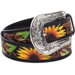 Nocona Women's Sunflower Tooled Western Belt D9 Yellow Photo 0