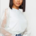 Pretty Little Thing NWT  organza sleeve sweater mint 4 Photo 3