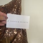 SAINTS SECRETS Mini Dress Size S Bronze Rose Gold Sequins‎ HoCo New Party Date Photo 3
