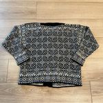 LL Bean Women’s Icelandic Wool Geometric Hook Cardigan Sweater Size S Black Photo 6