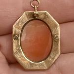 Antique Art Deco 1920s 10k Yellow Gold, Hand Carved Natural Shell Cameo Pendant Gold Photo 2