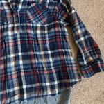 Lane Bryant  Navy Blue Red Plaid Double Layer Thick Button-Up Shirt Photo 7