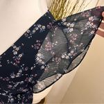 Drew ANTHROPOLOGIE  Navy Floral High Low Wrap Dress‎ Size XS Photo 2