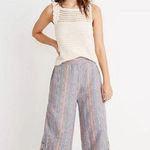 Madewell Houston Side Button Pull On Crop Pants Blue Rainbow Stripe S Photo 0
