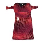 Anne Klein  Cowl Neck Ruched Sheath Dress Sz 16 Red Black Geometric Print Photo 8