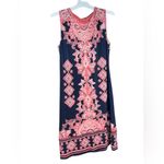 JM Collection  Navy and Pink Patterned Midi Dress Photo 2