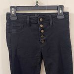 Just Black Button Fly black skinny jeans with fringe hem size 26 Photo 3