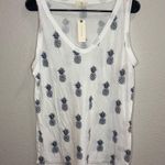 NWT Anthropologie Pineapple Print White Tank Top Size L Photo 1