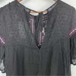 entrance Boutique Dress Embroidered Floral Short Sleeve‎ Boho Bohemian small Black Photo 3