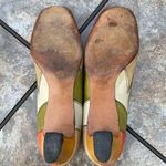 Vintage Mid Century Disco Square Toe Colorblock Leather Pumps Heel 9.5 MCM Retro Orange Photo 8