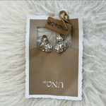 UNO de 50 Wild Bush Bezel Set‎ Crystal Leaf Stud Earrings, Silver/Pink, NWT Pink Photo 3