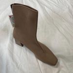 ZARA 90s Style Square Toe Taupe Gray Beige Textile Slim Sock Ankle Boots US 8 Photo 3