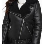 Guess Women's Faux-Shearling Asymmetric Moto Coat Photo 2