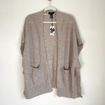 Halogen Nordstrom 100% Cashmere Oatmeal Open Short Sleeve Cardigan Photo 7