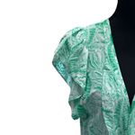 MELISSA ODABASH Bria Folie Maxi Kaftan Women's Size Small Green & White Photo 1