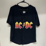 AC/DC  Black Button Down Shirt with Red and Yellow Logo unisex Photo 0