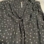 Free People  Womens Sleeveless Tie Neck Bow Tank Blouse Black Floral Size Medium Photo 2