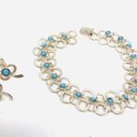 Sterling Silver , turquoise earrings / bracelet set, vintage Photo 3