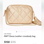Lilly Pulitzer  Dessa Quilted Leather Gold Crossbody Bag with Tassel Photo 9