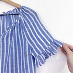 BeachLunchLounge Tiered Linen Cotton Blouse Striped Ruffles Boxy Beachy XS Photo 2