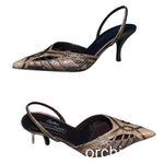 Donald Pliner Sand Black Hand Paint Leather Shoe Pointy Toe Sling Back NWT $265 Size 5.5 Photo 2