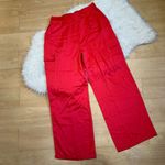 Haute Monde Red satin cargo styles high waisted wide leg pants M Photo 8