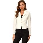 Allegra K NWT Ivory Velvet Crop Blazer 1 Button Lapel Jacket XS Photo 2