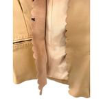 Rebecca Taylor  Tan Genuine Leather Scalloped Open Front Jacket Small Photo 3