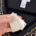 Carmen Marc Valvo NWT Women's V Neck Studded Tunic Blouse Black Gold Size Large Photo 3