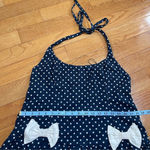 Free People High Strung Blue White Polkadot Romper Jumpsuit w Bows Coquette Sz L Photo 9