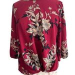 Sara Michelle Women's Burgundy Floral 3/4 Sleeve Blouse Small Red Photo 0