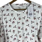 kim rogers NWT Pajama Top Women 1X White Santa Long Sleeve 100% Cotton Christmas Photo 1