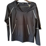 Karen Kane Women's Black Hoodie with Silver Trim Accents Athleisure Pullover Photo 0