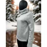 J.Crew Mock Neck Pullover S 100% Polyester Gray Plaid Sweater Top Photo 1