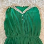 Miami  Green Crochet Trim Boho Peasant Dress Size M Cottagecore Chic Photo 7