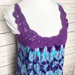 Delia's Delia’s Purple & Teal Blue Boho Crochet Tank Top Size Small Photo 2