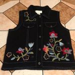 Susan Bristol  vintage hand embroidered floral wool vest size medium Photo 0